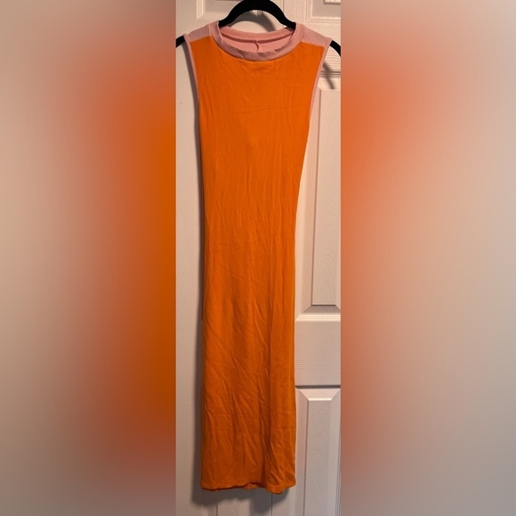 Women's Meenew Sleeveless Orange/Pink Mid-Cut Out Dress - Picture 3 of 4
